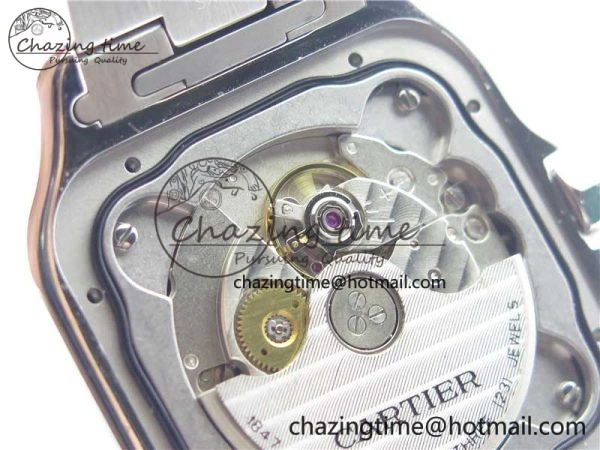 Santos de Cartier 40mm SS DLC V6F 1:1 Best Edition Black Dial on SS SmartLinks Bracelet MIYOTA 9015 (Free Leather Strap)