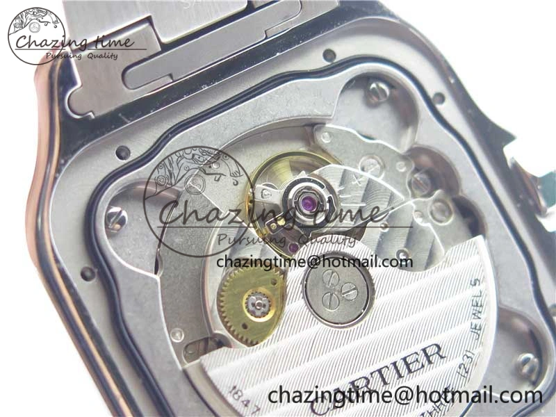 Santos de Cartier 40mm SS DLC V6F 1:1 Best Edition Black Dial on SS SmartLinks Bracelet MIYOTA 9015 (Free Leather Strap)