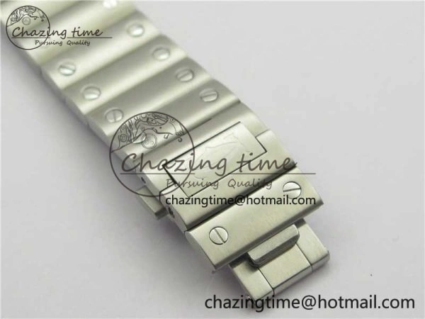 Santos de Cartier 40mm SS DLC V6F 1:1 Best Edition Black Dial on SS SmartLinks Bracelet MIYOTA 9015 (Free Leather Strap)