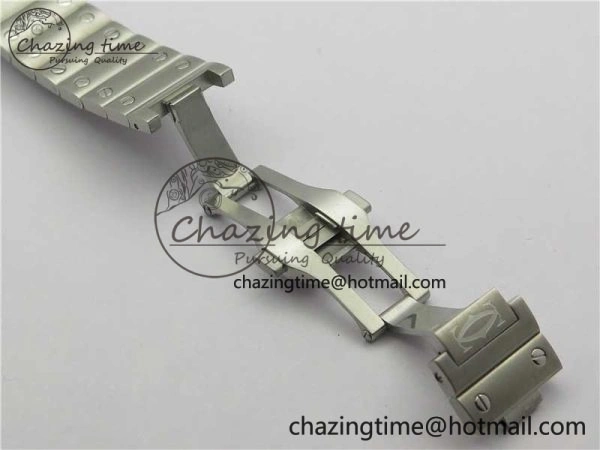 Santos de Cartier 40mm SS DLC V6F 1:1 Best Edition Black Dial on SS SmartLinks Bracelet MIYOTA 9015 (Free Leather Strap)