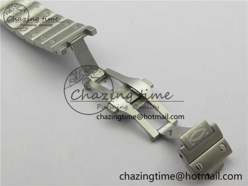 Santos de Cartier 40mm SS DLC V6F 1:1 Best Edition Black Dial on SS SmartLinks Bracelet MIYOTA 9015 (Free Leather Strap)