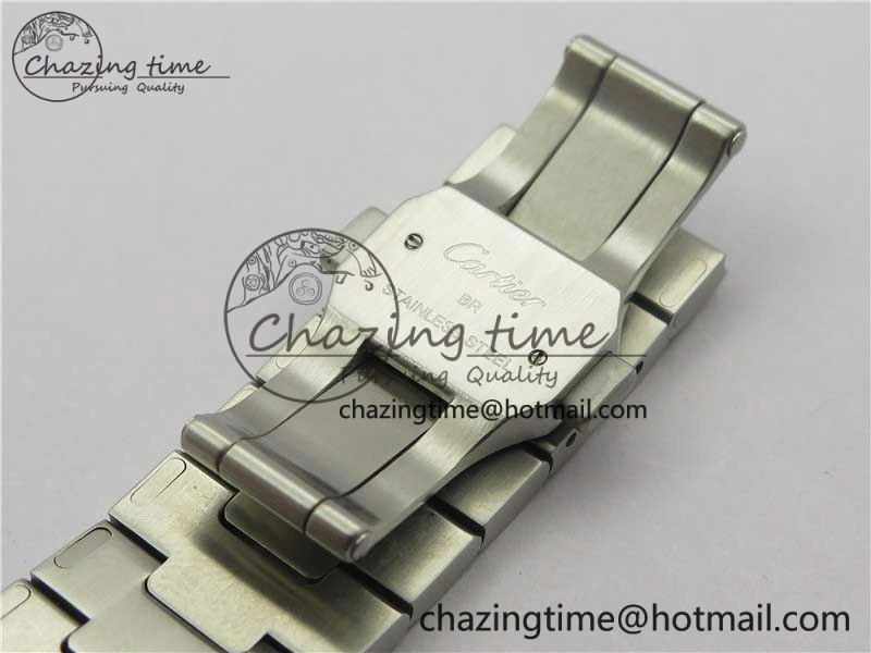 Santos de Cartier 40mm SS DLC V6F 1:1 Best Edition Black Dial on SS SmartLinks Bracelet MIYOTA 9015 (Free Leather Strap)