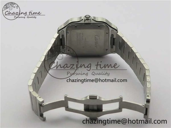 Santos de Cartier 40mm SS DLC V6F 1:1 Best Edition Black Dial on SS SmartLinks Bracelet MIYOTA 9015 (Free Leather Strap)