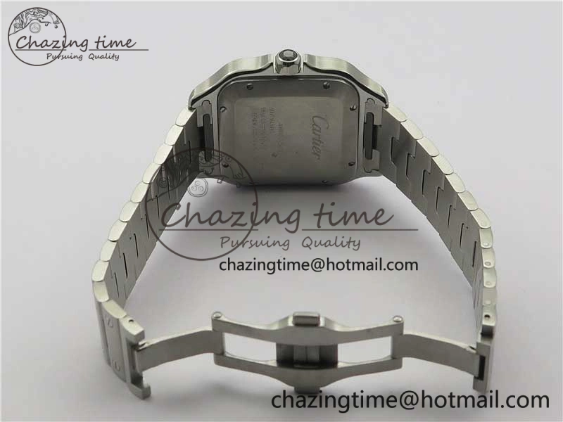 Santos de Cartier 40mm SS DLC V6F 1:1 Best Edition Black Dial on SS SmartLinks Bracelet MIYOTA 9015 (Free Leather Strap)