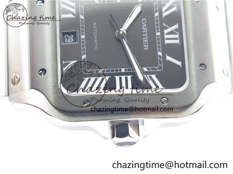 Santos de Cartier 40mm SS DLC V6F 1:1 Best Edition Black Dial on SS SmartLinks Bracelet MIYOTA 9015 (Free Leather Strap)