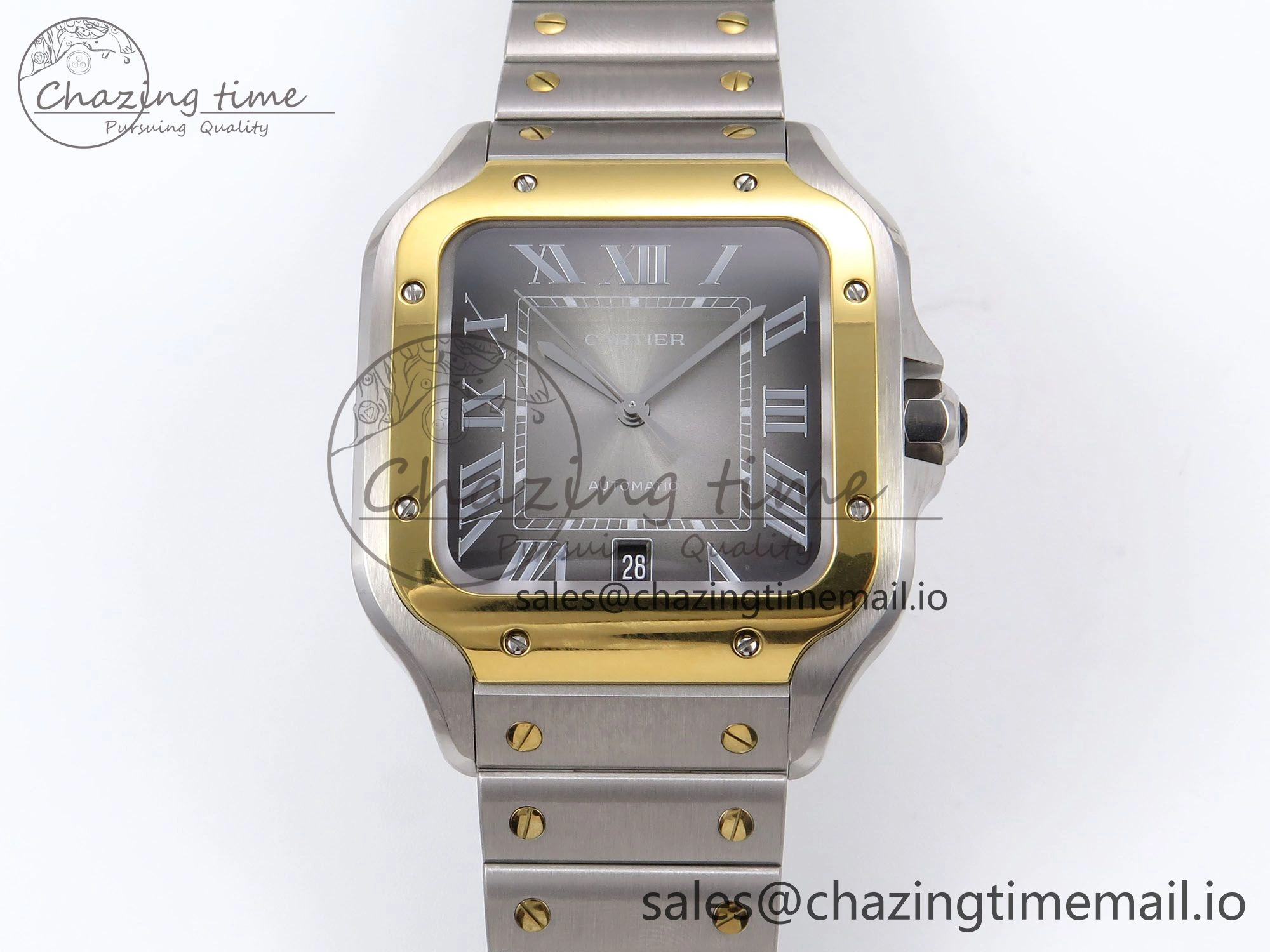 Santos de Cartier 40mm YG SS BVF 1:1 Best Edition Gray Dial on SS SmartLinks Bracelet MIYOTA 9015