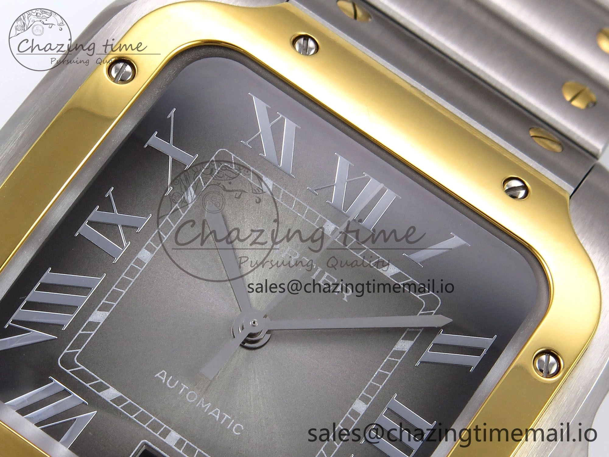 Santos de Cartier 40mm YG SS BVF 1:1 Best Edition Gray Dial on SS SmartLinks Bracelet MIYOTA 9015