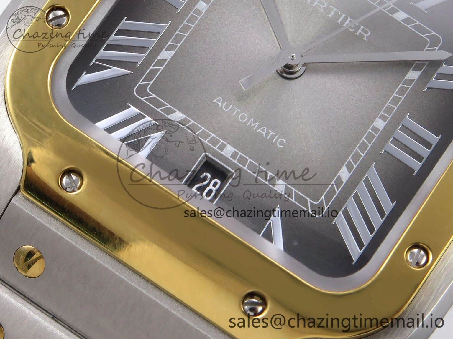 Santos de Cartier 40mm YG SS BVF 1:1 Best Edition Gray Dial on SS SmartLinks Bracelet MIYOTA 9015