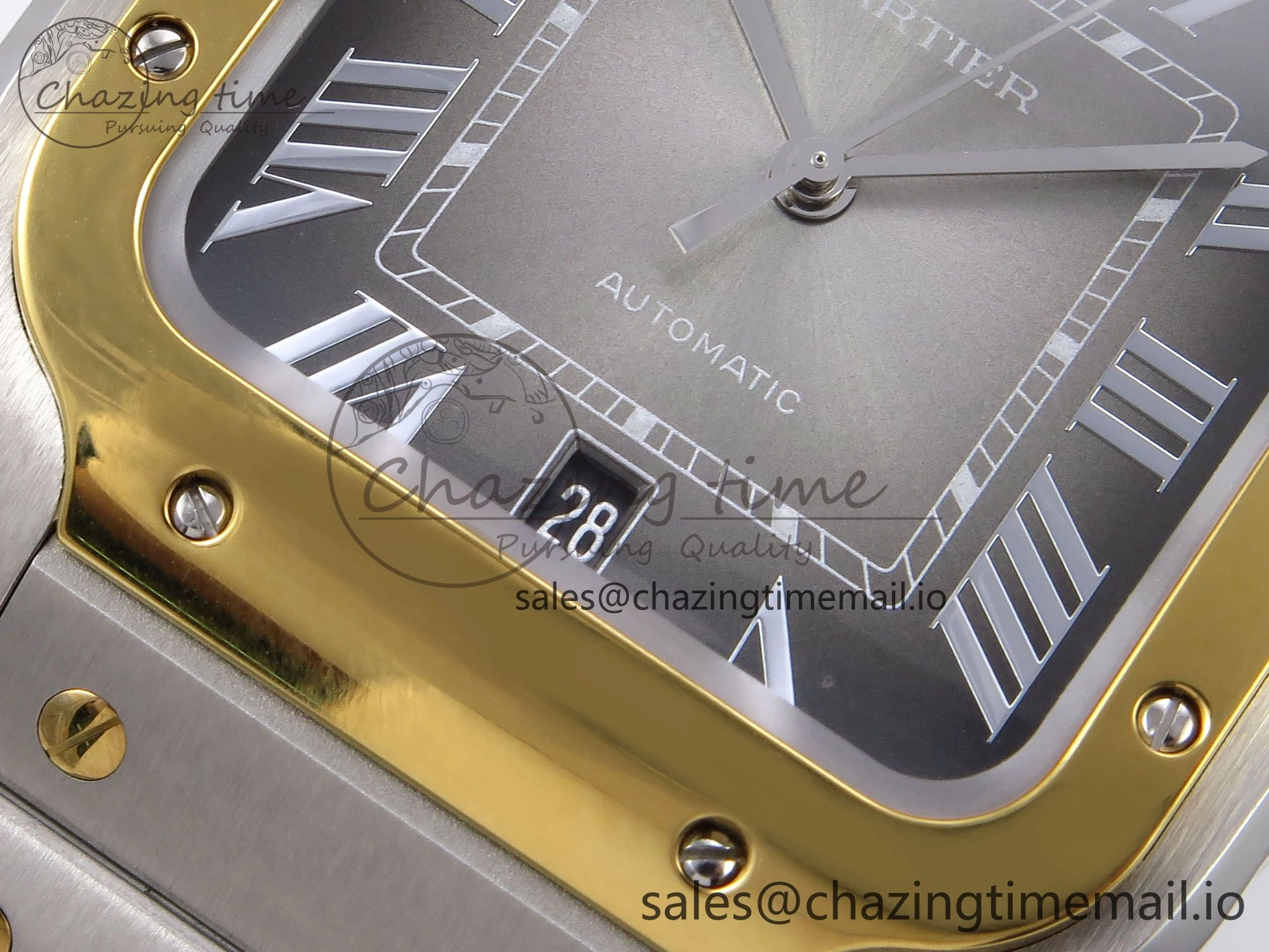 Santos de Cartier 40mm YG SS BVF 1:1 Best Edition Gray Dial on SS SmartLinks Bracelet MIYOTA 9015