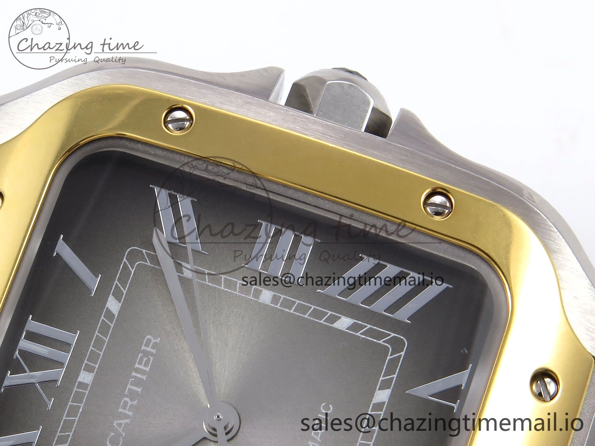 Santos de Cartier 40mm YG SS BVF 1:1 Best Edition Gray Dial on SS SmartLinks Bracelet MIYOTA 9015