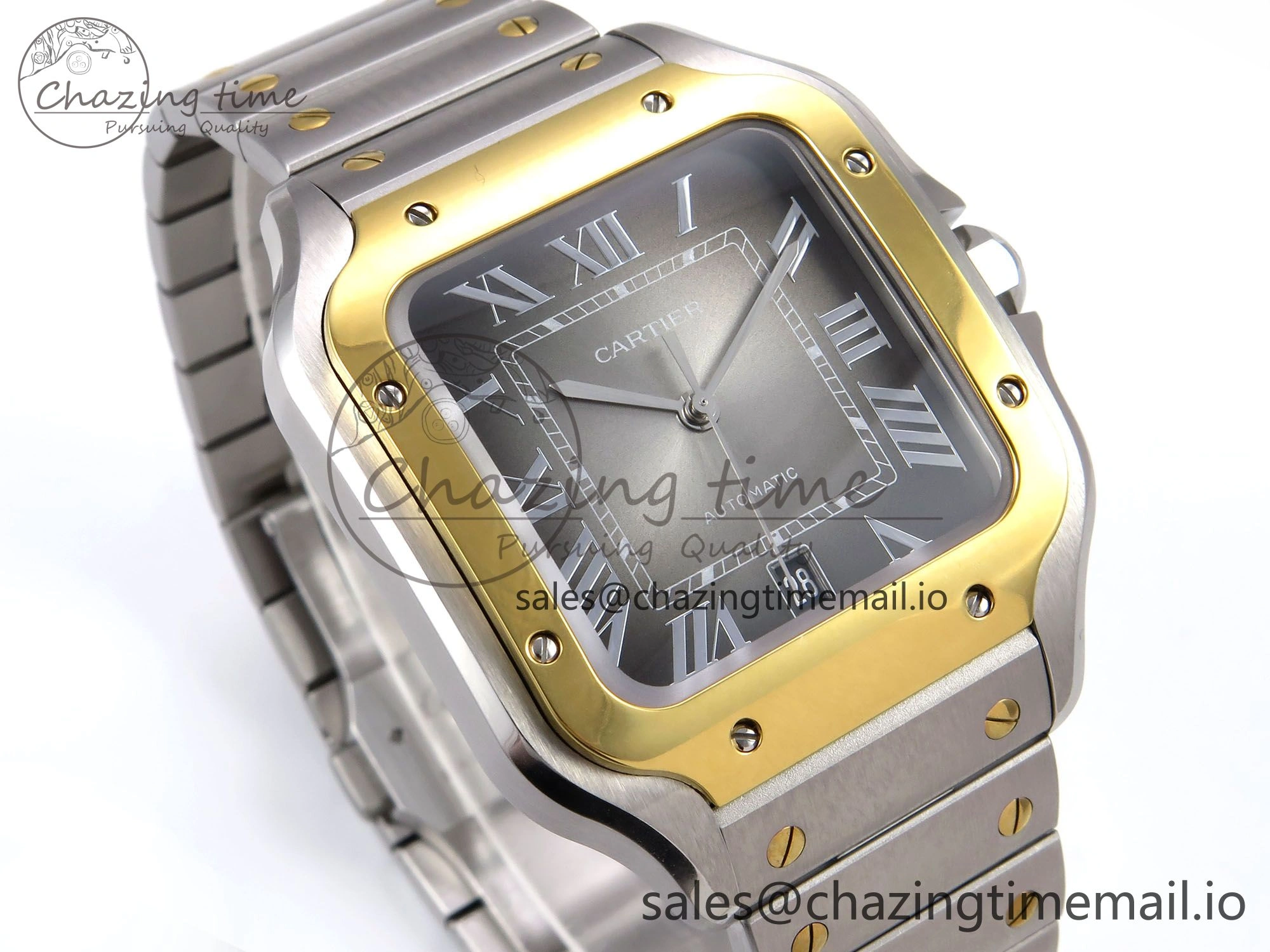 Santos de Cartier 40mm YG SS BVF 1:1 Best Edition Gray Dial on SS SmartLinks Bracelet MIYOTA 9015