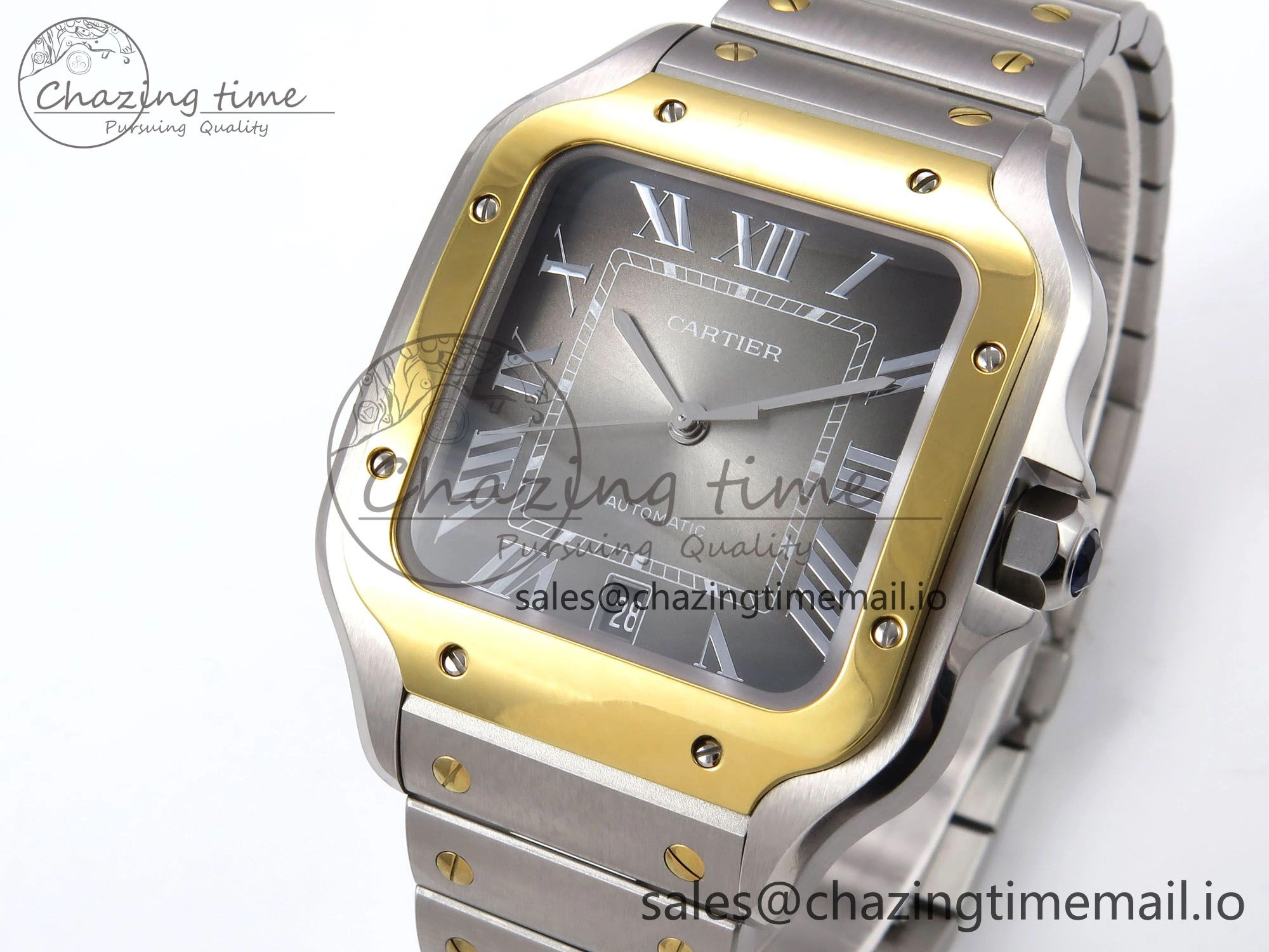 Santos de Cartier 40mm YG SS BVF 1:1 Best Edition Gray Dial on SS SmartLinks Bracelet MIYOTA 9015