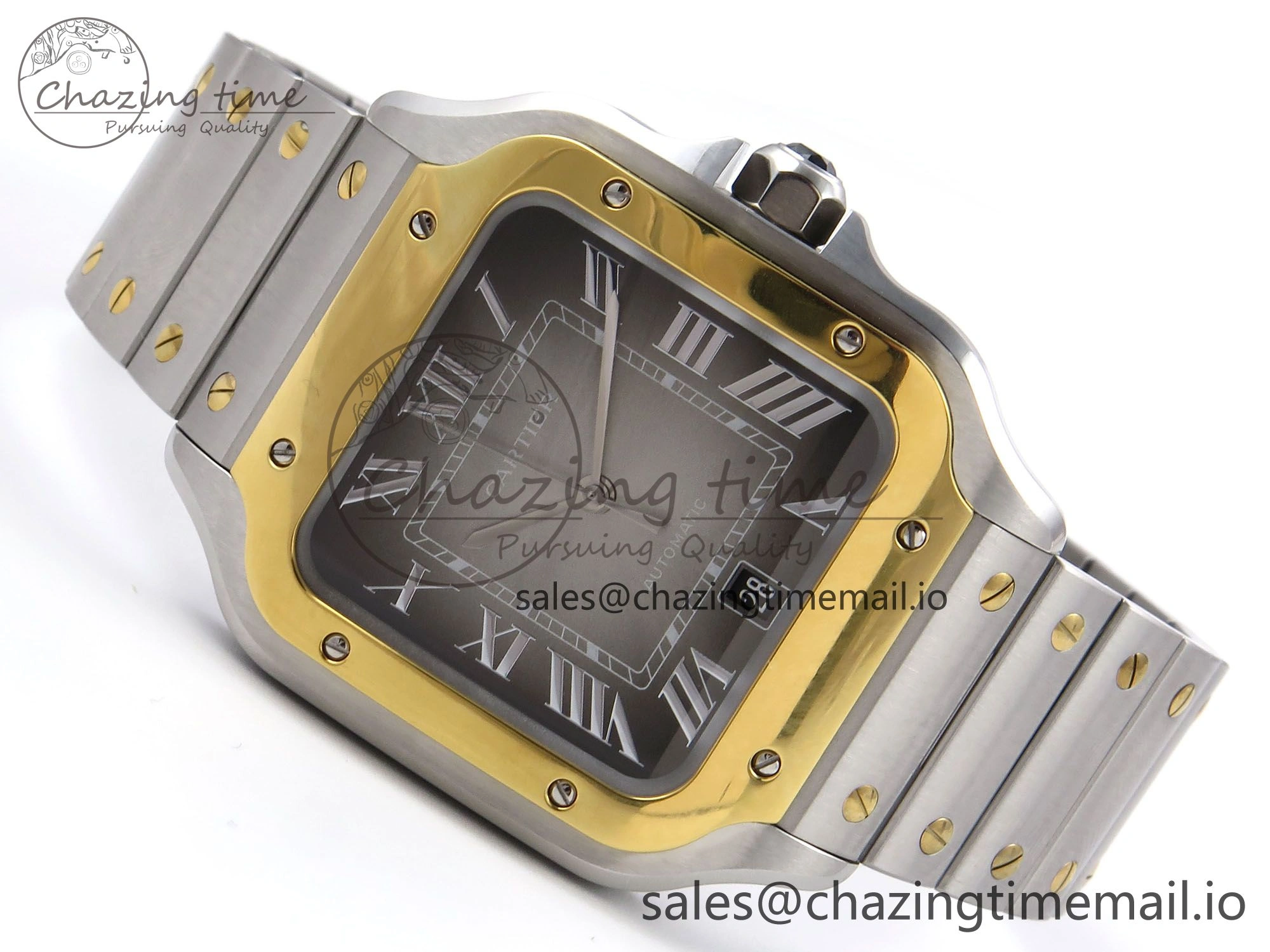 Santos de Cartier 40mm YG SS BVF 1:1 Best Edition Gray Dial on SS SmartLinks Bracelet MIYOTA 9015