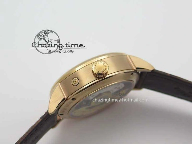 Saxonia 384.032 Moon Phase RG GF Maker Best Edition White Dial On Brown Leather Strap AL0865