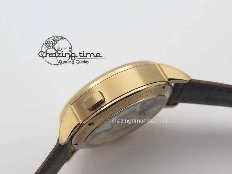 Saxonia 384.032 Moon Phase RG GF Maker Best Edition White Dial On Brown Leather Strap AL0865