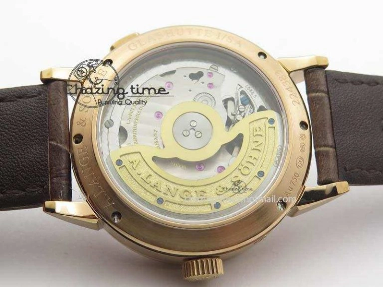 Saxonia 384.032 Moon Phase RG GF Maker Best Edition White Dial On Brown Leather Strap AL0865