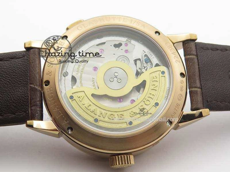 Saxonia 384.032 Moon Phase RG GF Maker Best Edition White Dial On Brown Leather Strap AL0865