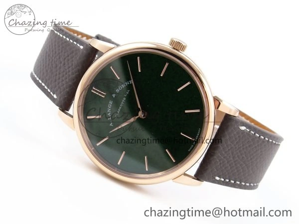 Saxonia Thin RG F8F Edition Green Dial on Brown Leather Strap A23J