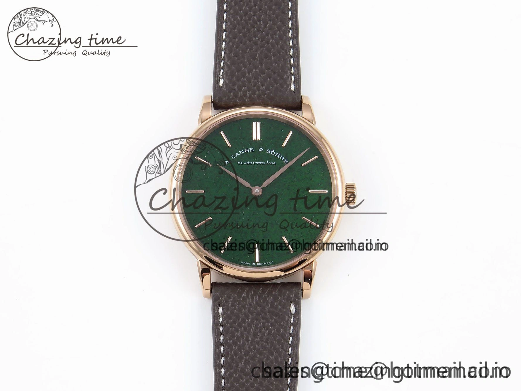 Saxonia Thin RG F8F Edition Green Dial on Brown Leather Strap A23J