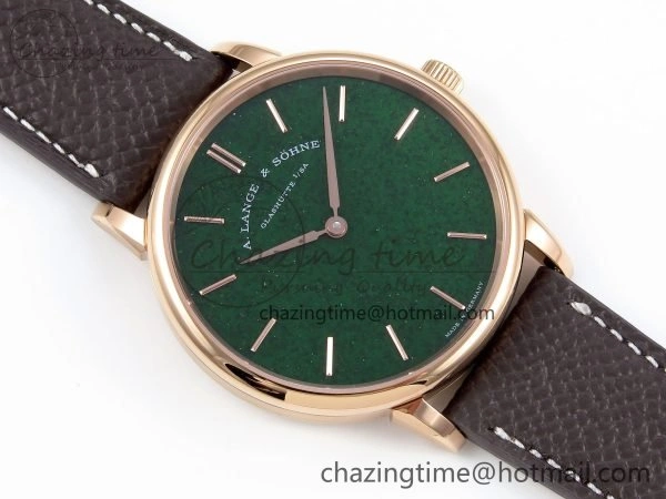 Saxonia Thin RG F8F Edition Green Dial on Brown Leather Strap A23J