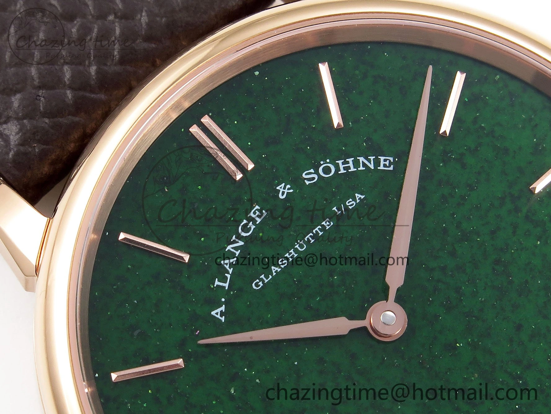 Saxonia Thin RG F8F Edition Green Dial on Brown Leather Strap A23J