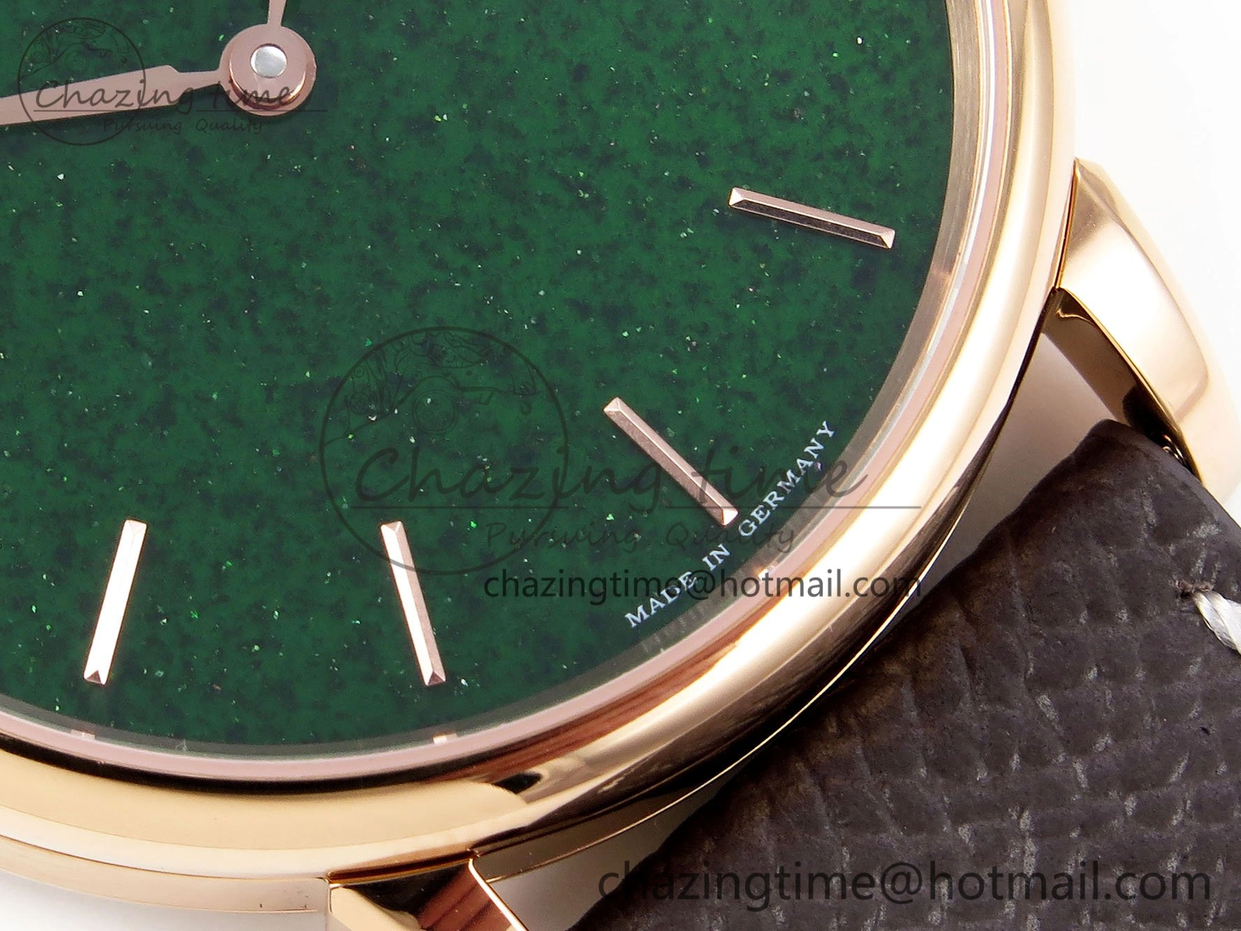 Saxonia Thin RG F8F Edition Green Dial on Brown Leather Strap A23J