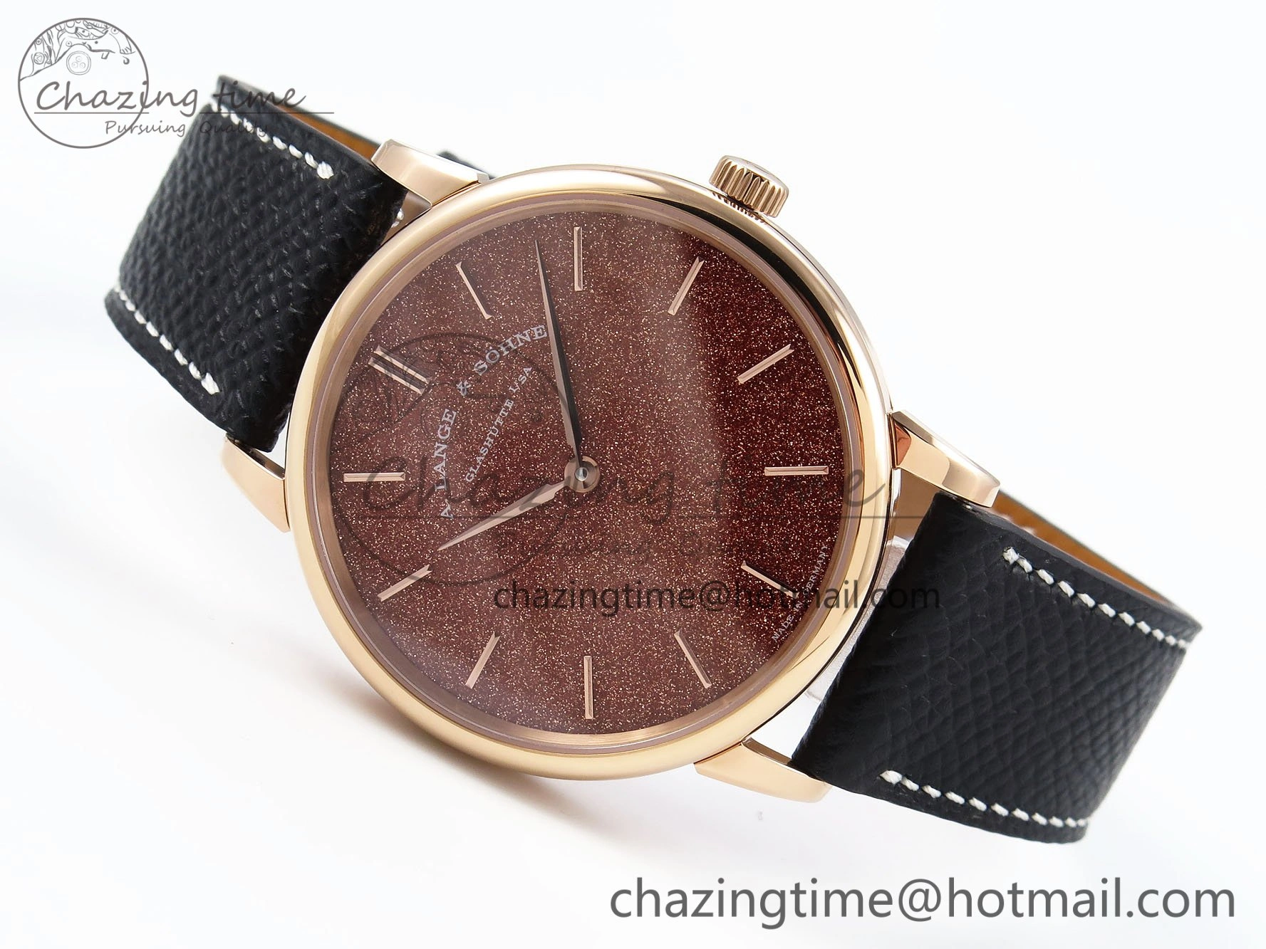 Saxonia Thin RG F8F Edition Orange Dial on Black Leather Strap A23J