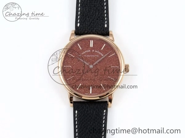 Saxonia Thin RG F8F Edition Orange Dial on Black Leather Strap A23J