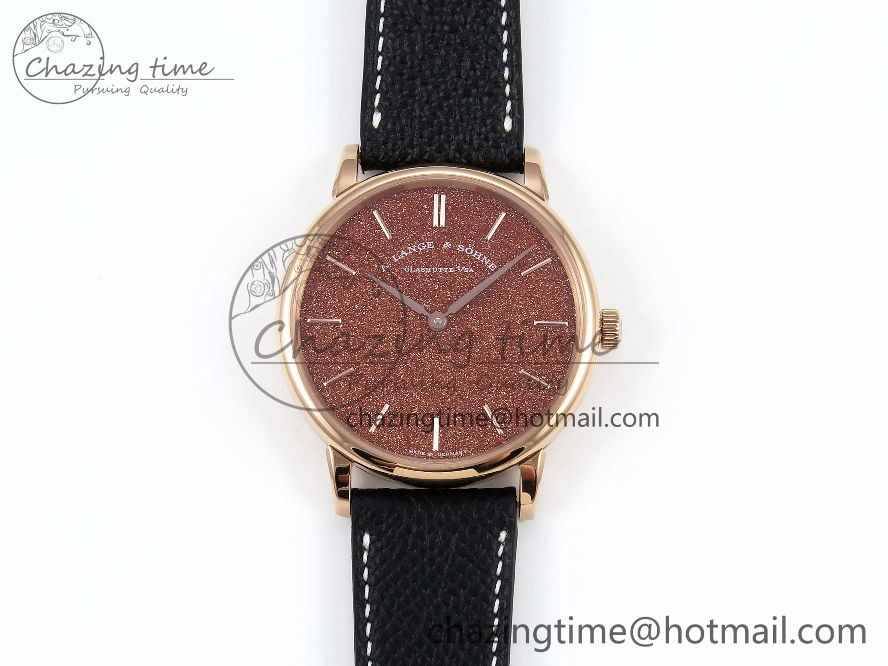 Saxonia Thin RG F8F Edition Orange Dial on Black Leather Strap A23J