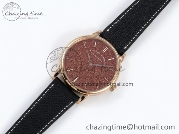 Saxonia Thin RG F8F Edition Orange Dial on Black Leather Strap A23J