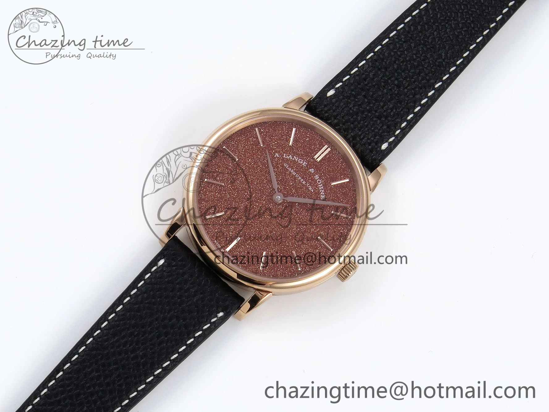 Saxonia Thin RG F8F Edition Orange Dial on Black Leather Strap A23J
