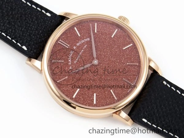 Saxonia Thin RG F8F Edition Orange Dial on Black Leather Strap A23J