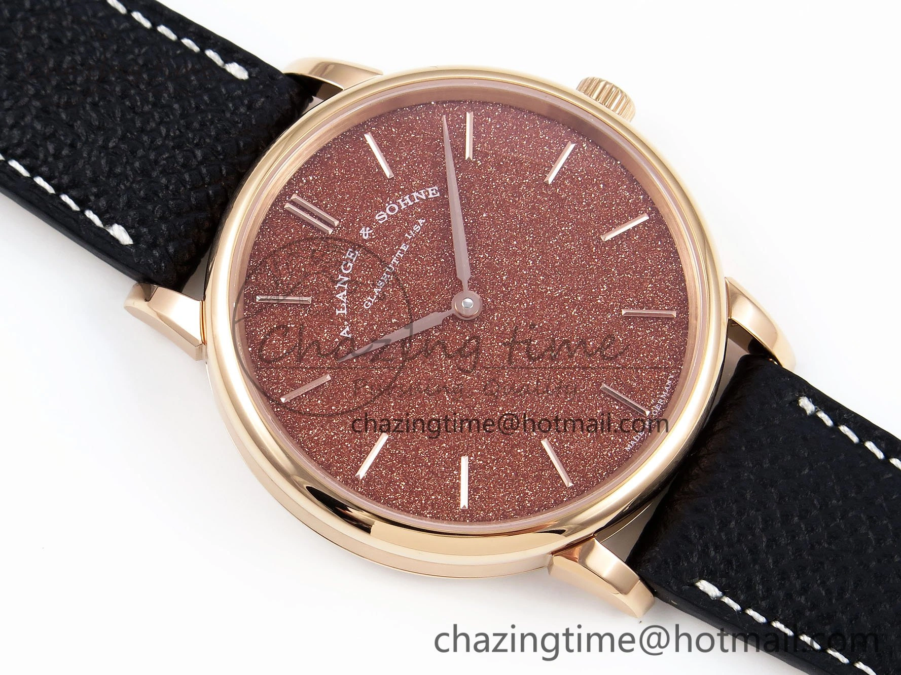 Saxonia Thin RG F8F Edition Orange Dial on Black Leather Strap A23J