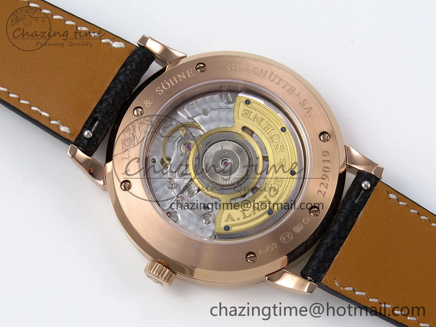 Saxonia Thin RG F8F Edition Orange Dial on Black Leather Strap A23J