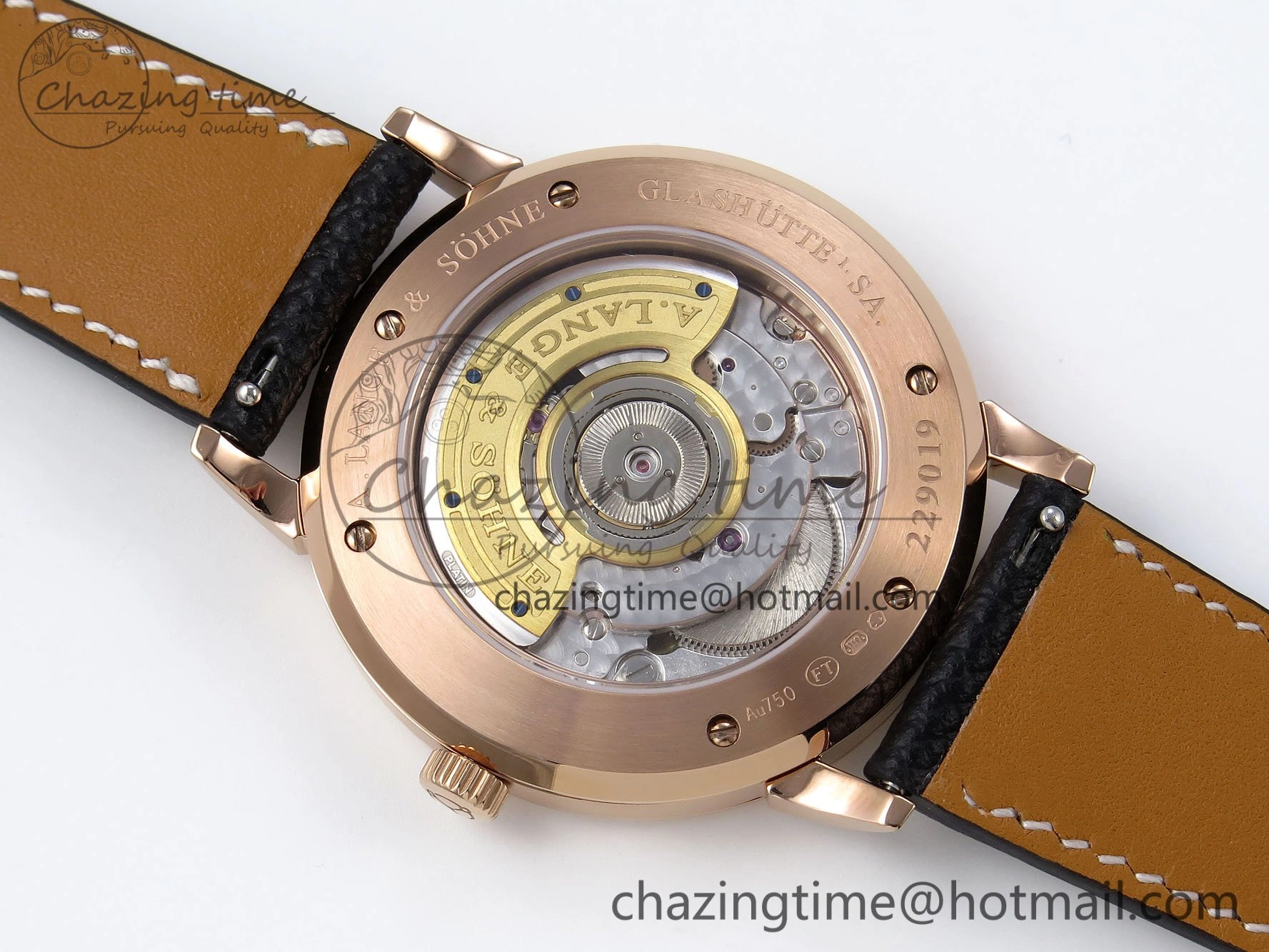 Saxonia Thin RG F8F Edition Orange Dial on Black Leather Strap A23J
