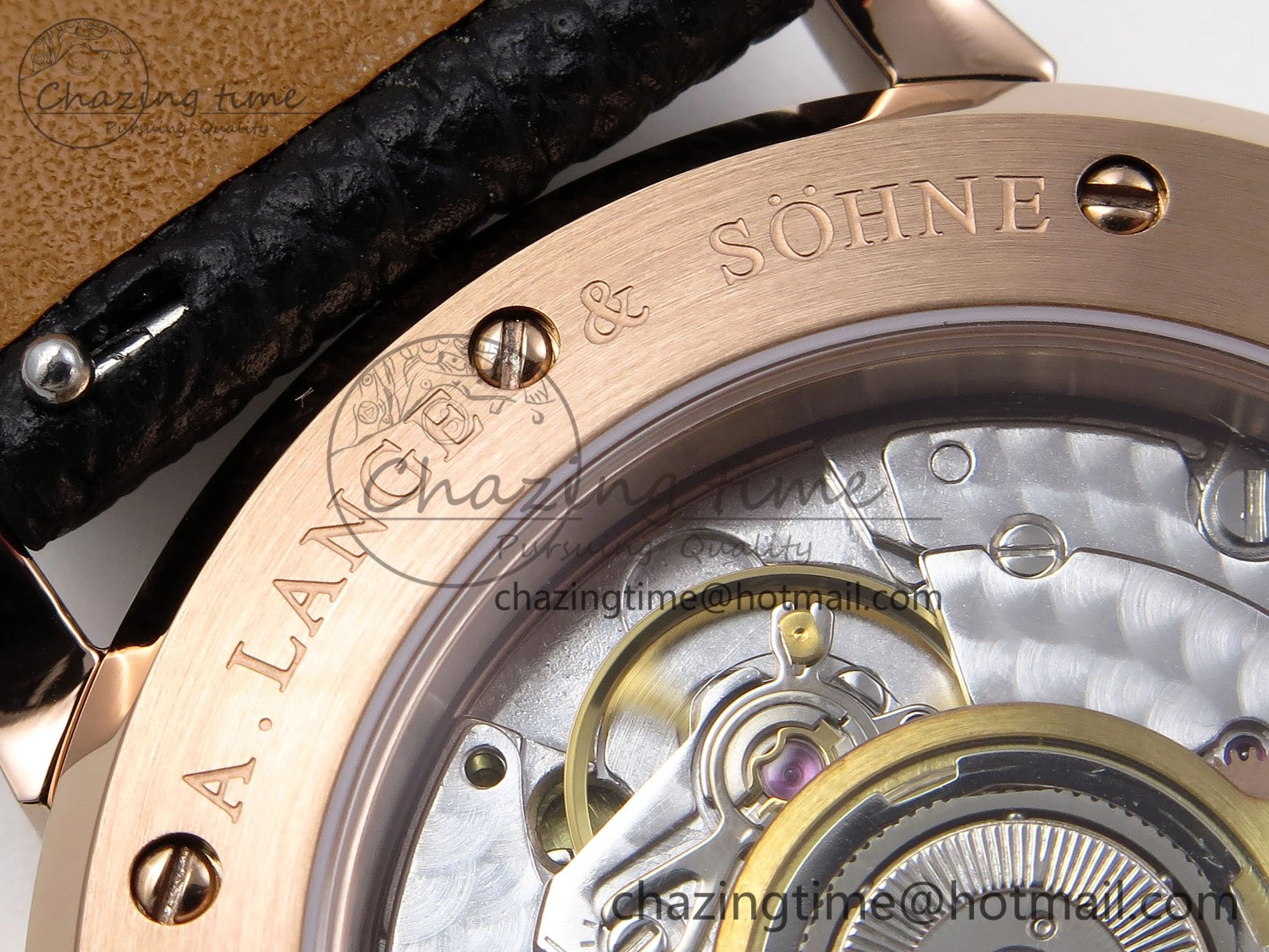 Saxonia Thin RG F8F Edition Orange Dial on Black Leather Strap A23J