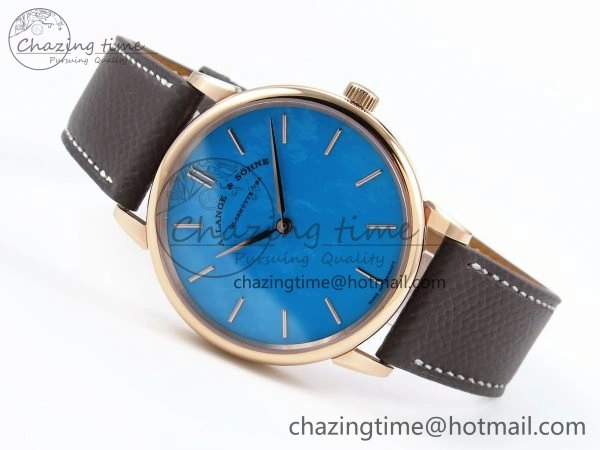 Saxonia Thin RG F8F Edition Tiffany Blue Dial on Brown Leather Strap A23J