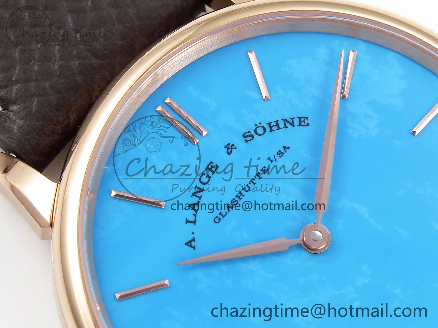Saxonia Thin RG F8F Edition Tiffany Blue Dial on Brown Leather Strap A23J