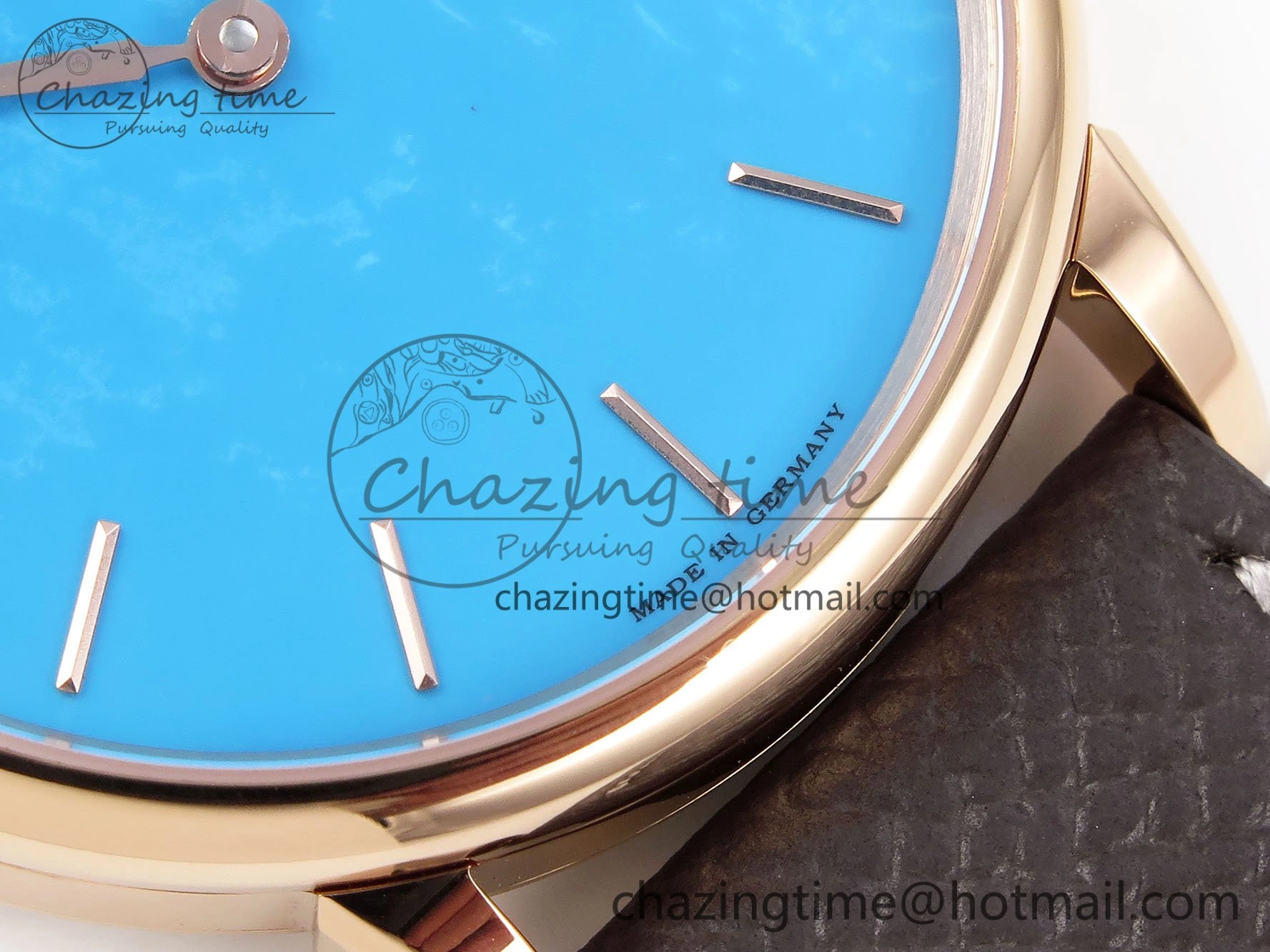 Saxonia Thin RG F8F Edition Tiffany Blue Dial on Brown Leather Strap A23J