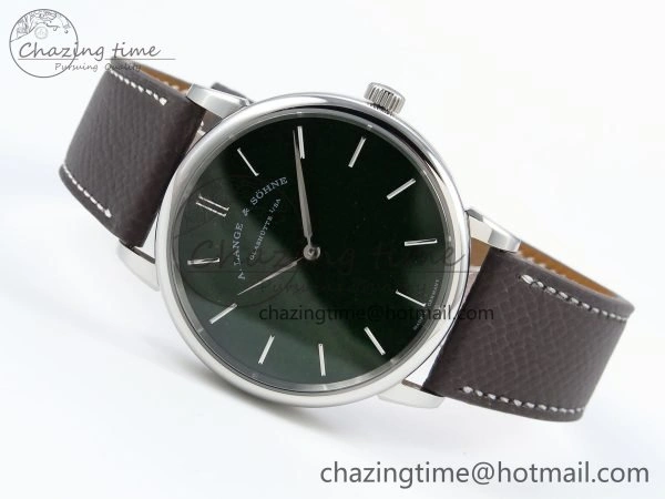 Saxonia Thin SS F8F Edition Green Dial on Brown Leather Strap A23J