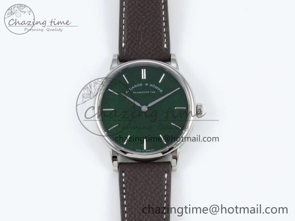 Saxonia Thin SS F8F Edition Green Dial on Brown Leather Strap A23J