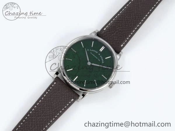 Saxonia Thin SS F8F Edition Green Dial on Brown Leather Strap A23J
