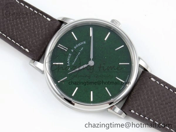 Saxonia Thin SS F8F Edition Green Dial on Brown Leather Strap A23J