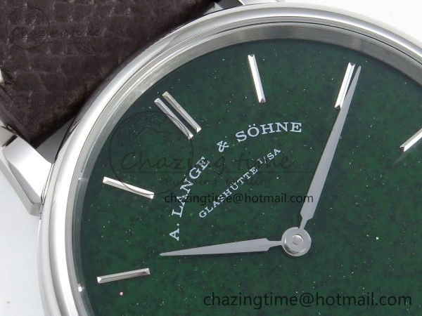 Saxonia Thin SS F8F Edition Green Dial on Brown Leather Strap A23J