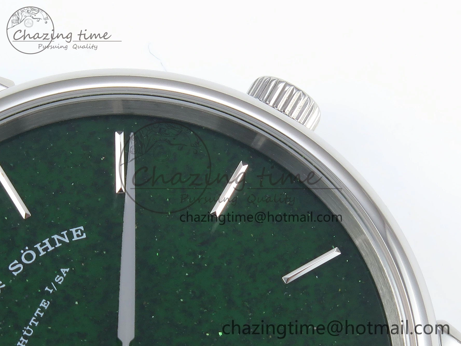 Saxonia Thin SS F8F Edition Green Dial on Brown Leather Strap A23J