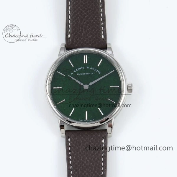 Saxonia Thin SS F8F Edition Green Textured Dial on Brown Leather Strap A23J