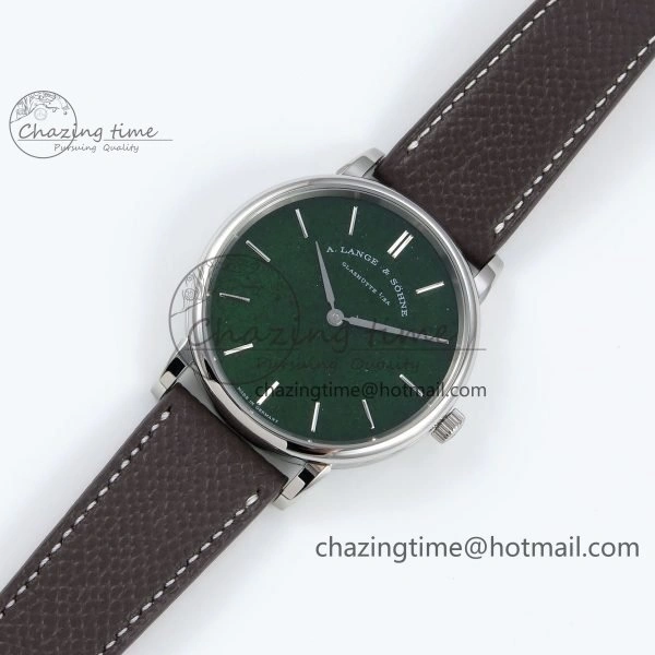 Saxonia Thin SS F8F Edition Green Textured Dial on Brown Leather Strap A23J