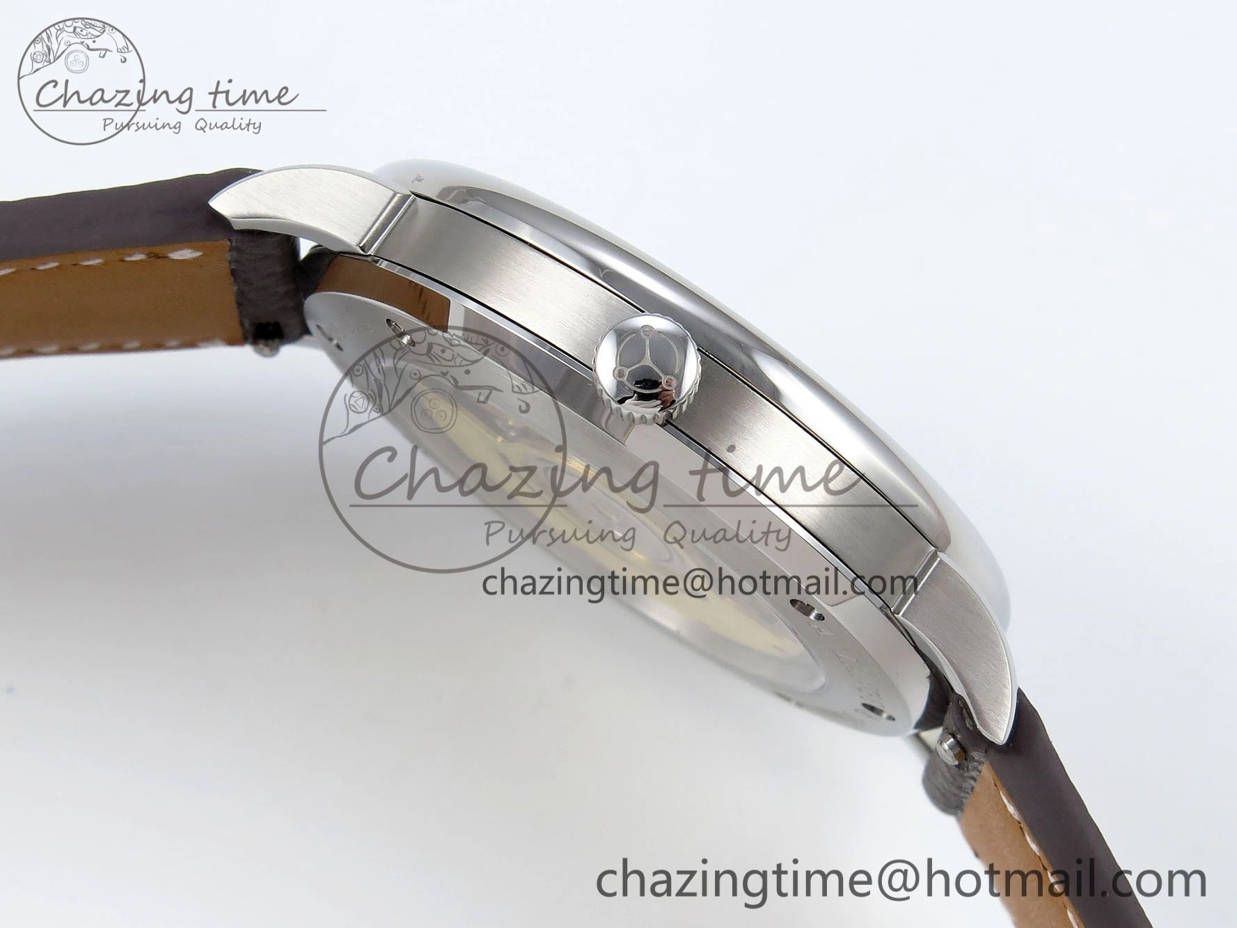 Saxonia Thin SS F8F Edition Green Textured Dial on Brown Leather Strap A23J