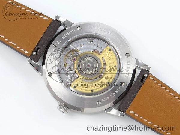 Saxonia Thin SS F8F Edition Green Textured Dial on Brown Leather Strap A23J