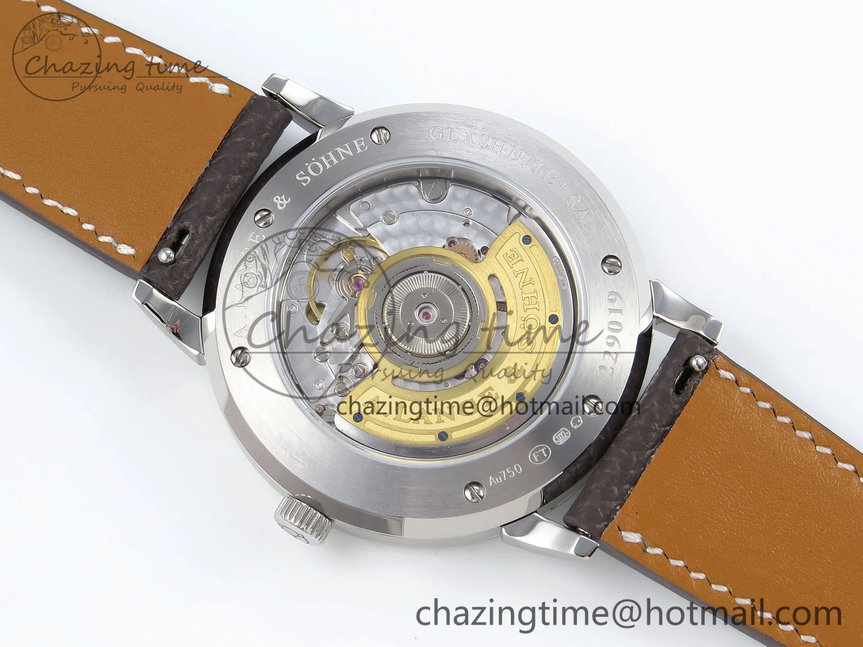 Saxonia Thin SS F8F Edition Green Textured Dial on Brown Leather Strap A23J